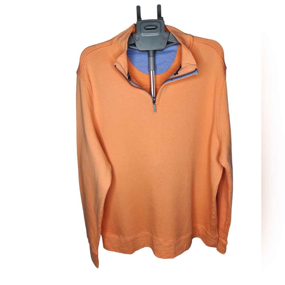 Club Room 1/4 Quarter Zip Pullover Size L Peach Orange Knit Extra Large Casual